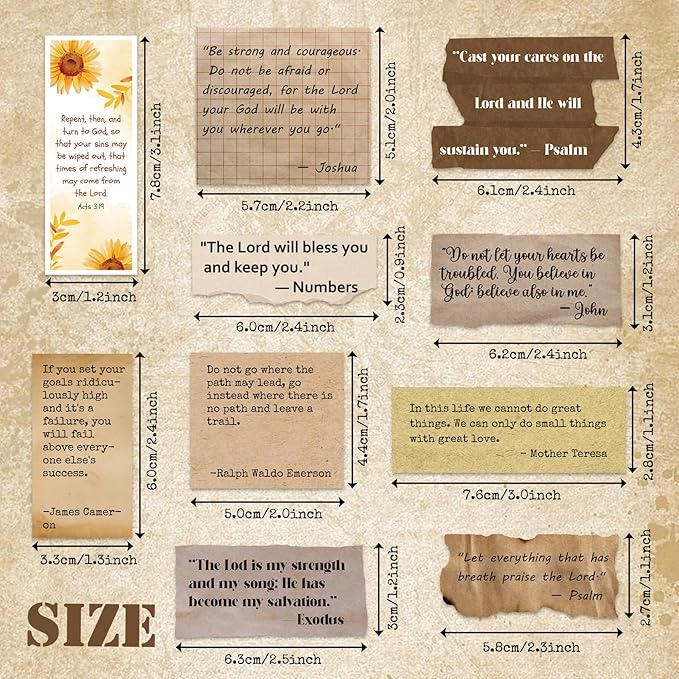 Bible Study Supplies Kit - 24 Sheets Christian Vintage Stickers: Scripture, Quote & Bible Verse Stickers |Inspirational Typewriter Decor | Scrapbooking, Journaling Supplies for Bible Journal