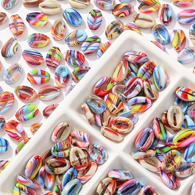 200pcs Acrylic Shell Beads Ocean Sea Theme Shell Charms Summer Hawaii Beaded for Jewelry Making Beading Kit Bracelets DIY Supplies (Color Shell)