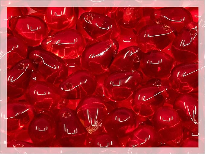 Czech 50-Piece Glass Beads, 6x9mm, Teardrop Siam Red