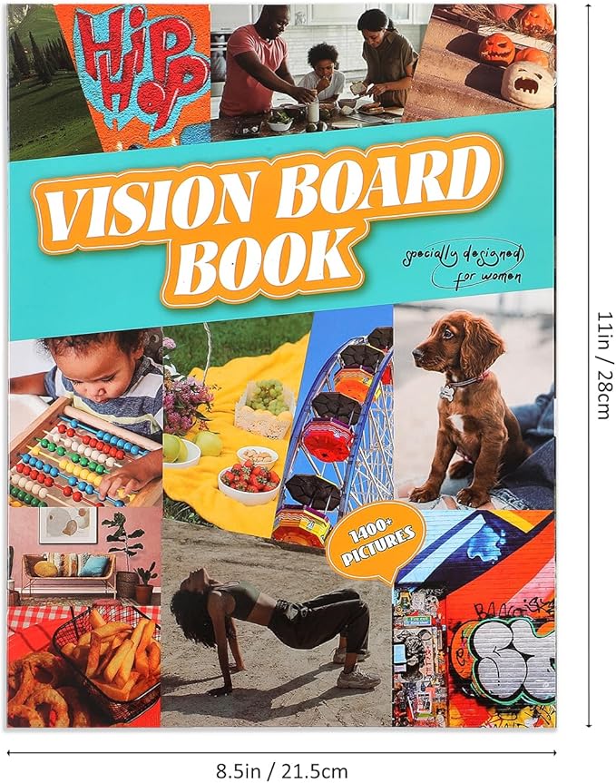 emmoolife Vision Board Book for Black Women, Vision Board Kit 1400+ Inspirational Pictures Quotes & Stickers, Magazine for Vision Board & Collage Book, Realize Dreams & Create Life Goals