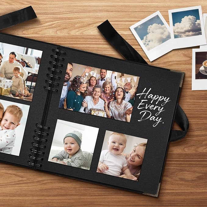Scrapbook Album 8x8 Inch - 40 Pages Hardcover Kraft Paper Photo Album, Memory Book for Wedding, Anniversary, Family, Christmas, Baby Shower, Ideal for Preserving Precious Moments