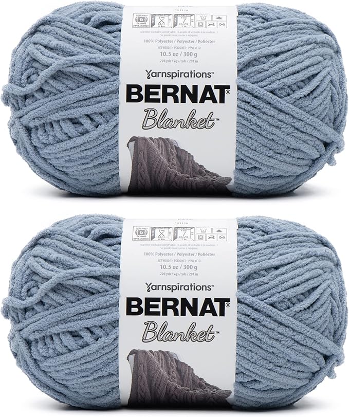 Bernat Blanket Gray Blue Yarn - 2 Pack of 300g/10.5oz - Polyester - 6 Super Bulky - 220 Yards - Knitting/Crochet