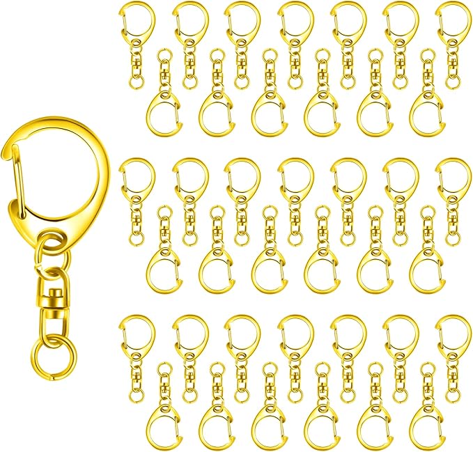 Roctee 50 pcs Lobster Clasp Key, Keychain Clip, Swivel Clasps Lanyard Snap Hook, DIY Crafts Key Chain, Lobster Claw Clasp (Silver)