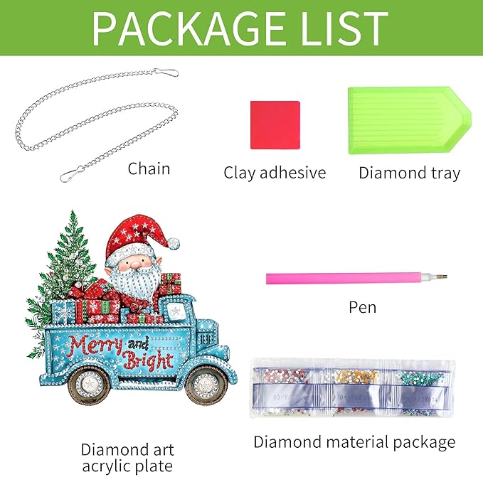 Wergund 5D DIY Christmas Diamond Art Hanging Kits, Hanging Diamond Art Dwarf, Acrylic Special Shaped Rhinestone, Window Hanging Pendants for Home Wall Garden Front Door Outdoor Decor Gift(Christmas)