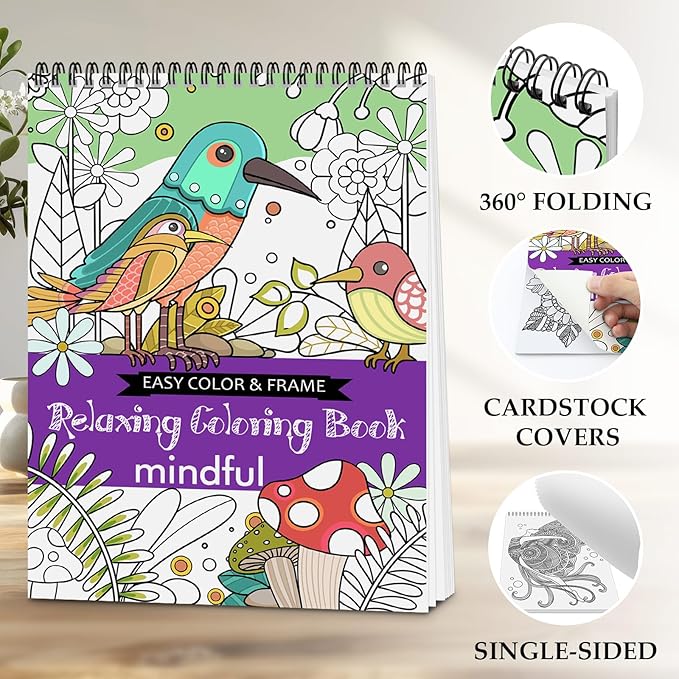 Adult Coloring Book for Women Relaxation, 24 Pages Mindfulness Coloring Books for Adult - Anxiety Relief, Stress Relief & Relaxing Gifts for Women Include Mandala Wildlife Plant Cultural Motifs