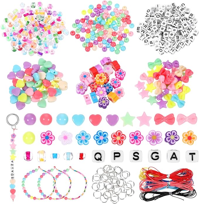 452 Pcs Keychain Making Kit Lip Gloss Bracelet Making Kit for DIY Crafts Supplies, Charms Friendship Bracelet Beads Keychain Rings Bulk, Jewelry Making Kit for Key Chain Gifts Birthday Christmas