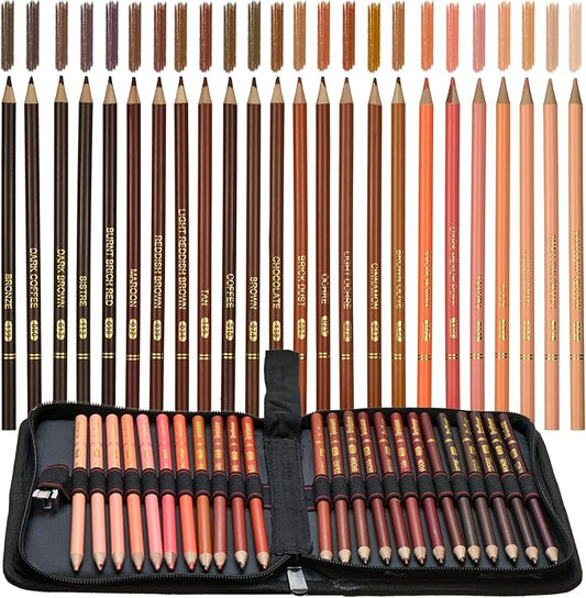 Skin Tone Colored Pencils,Oil Based Wooden Colored Pencil Set for Adults Coloring Books Drawing Sketching Art Supplies 24 Color