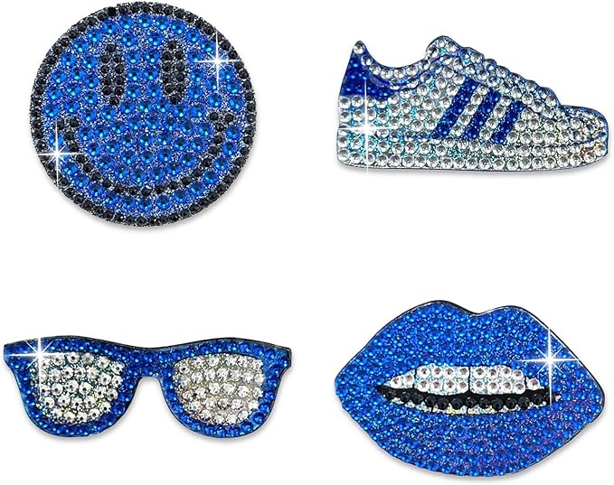 stickerbeans® rhinestone stickers - blue spirit 4-pack, 2” x 2” each, unique sparkly cut-to-shape for collecting, trading, decorating laptops, phone cases, scrapbooks, for kids, teens, & adults