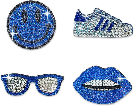 stickerbeans® rhinestone stickers - blue spirit 4-pack, 2” x 2” each, unique sparkly cut-to-shape for collecting, trading, decorating laptops, phone cases, scrapbooks, for kids, teens, & adults