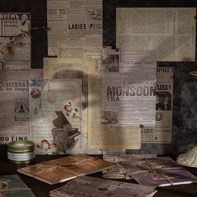 180 Sheets of Scrapbook Paper, Vintage Journaling Scrapbooking Supplies Craft Kits for Bullet Journals Junk Journal Planners Aesthetic Room Decor Wall Art Collage Album Cottagecore Picture Frames