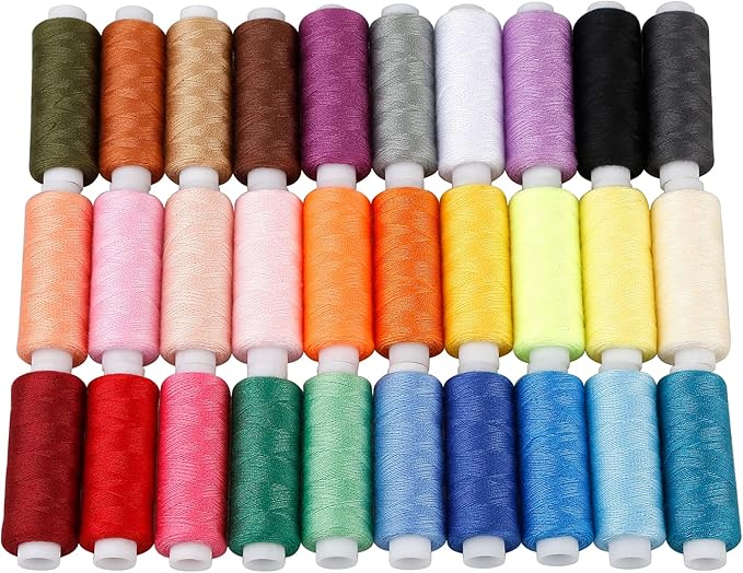 CiaraQ Sewing Threads Kits, 30 Colors Polyester 250 Yards Per Spools for Hand Sewing & Embroidery