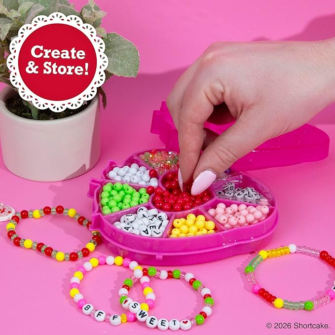 Strawberry Shortcake™ Rainbow Jewelry, DIY Friendship Bracelet Kit, Create Over 15 Accessories, Includes Beads, Metal Charms, Cording, Strawberry-Shaped Bead Case