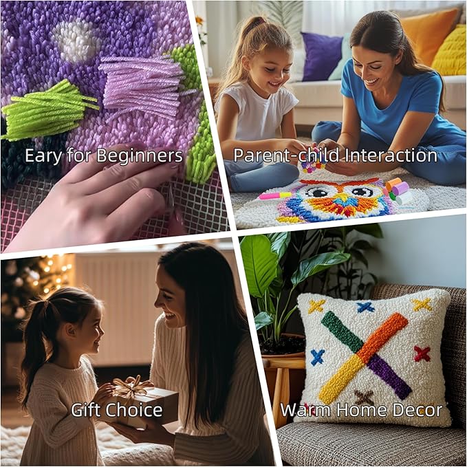 Graffiti Abstract African Woman DIY Latch Hook Pillow Kits for Adults Printed Pillowcase Crochet Yarns Hooking Handmade Pillow Cover Cushion for Home Sofa Decoration 17x17inch(1)
