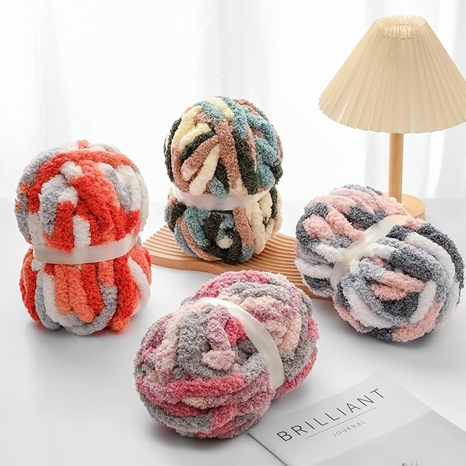 10 Pack Jumbo Chunky Yarn for Hand Knitting, Fluffy Chunky Chenille Yarn for Crocheting, Variegated Chunky Knit Baby Blanket Yarn, 240 yds /70.5 oz Super Bulky Yarn（Forest Green）