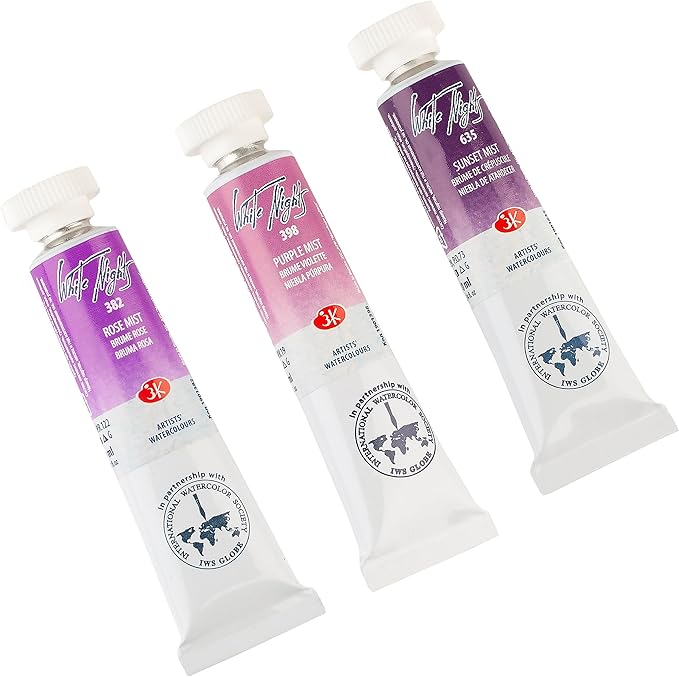 White Nights Extra Fine Artists Grade Professional Watercolor Set 3 * 10ml Tubes Granulating Colors by Nevskaya Palitra (Sunset)