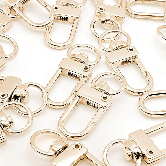 20 Pack Gold & Silver Metal Lobster Claw Clasps, 360° Swivel Lanyard Snap Hooks Lobster Clasp for Keychains and Jewelry Making, Key Chain Hooks for Purse Bag Connector Key Rings Accessories (Gold)