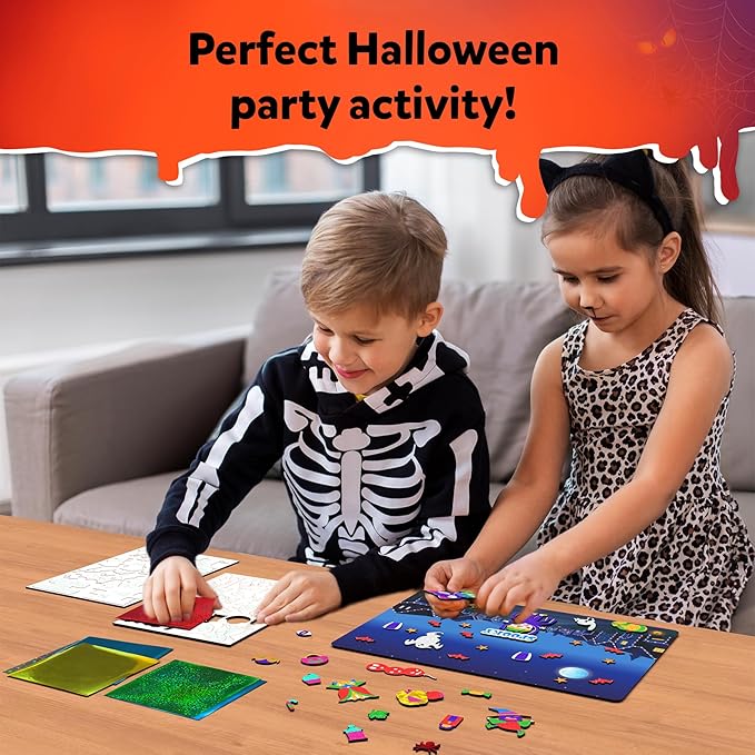 skillmatics foil fun - halloween, no mess art for kids, craft kits, diy creative party activity, trick or treat, gifts for girls & boys ages 4, 5, 6, 7, 8, 9