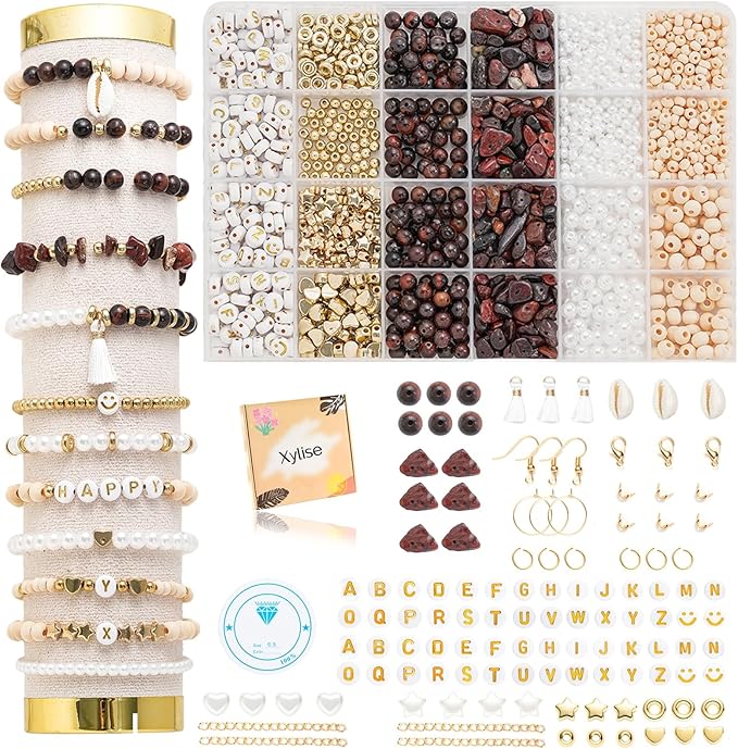 xylise jewelry making supplies kit natural stone beads for irregular natural stone with for diy craft bracelet necklace earrings for adults(red)