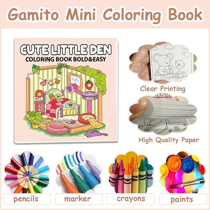 4-Pack Mini Coloring Book for Adults, Travel Small Coloring Books, Pocket Size Adults Relaxation Coloring Books Stress Relief Adult Mini Coloring Book