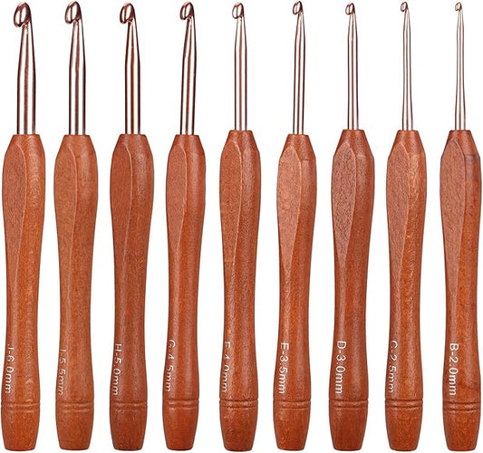Ruidi Wooden Handle Handle Crochet Hook(9pcs)