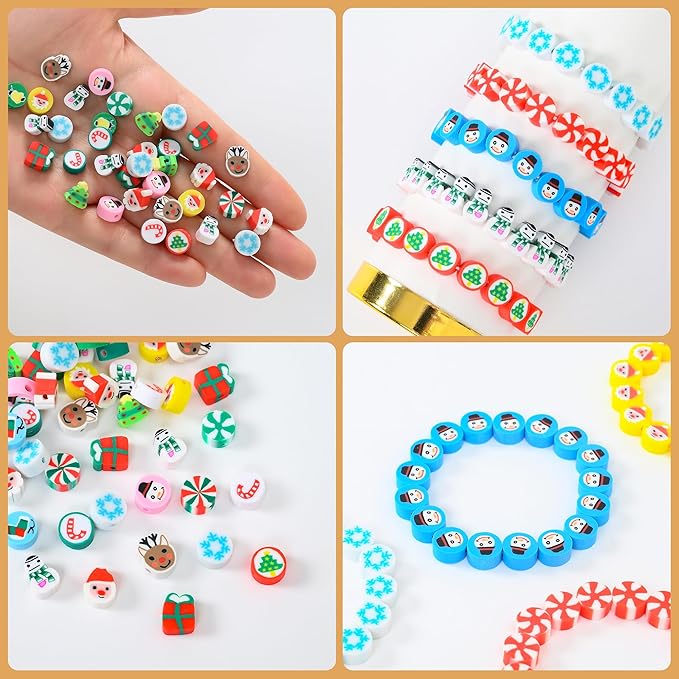 600pcs Polymer Clay Beads Friendship Bracelet Making kit Cute Fun Charms Beads for Bracelet Making DIY Arts Crafts Birthday Gifts Toys for Kids Girls Age 4-13 Christmas