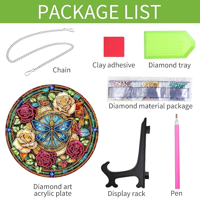 Wergund 5D DIY Butterfly Diamond Art Hanging Kits, Hanging Diamond Art Rose, Acrylic Special Shaped Rhinestone, Window Hanging Pendants for Home Wall Garden Front Door Outdoor Decor Gift(Butterfly)