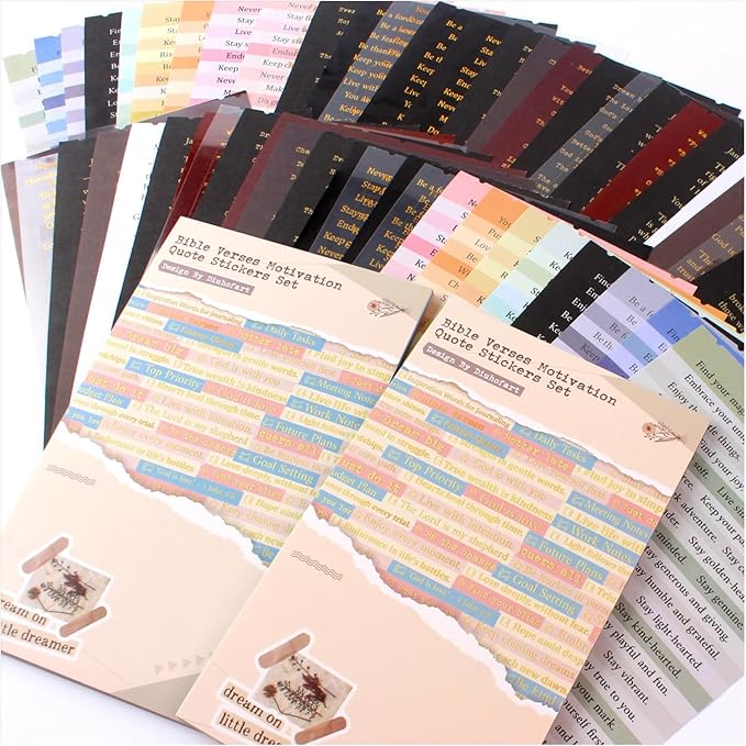48 Sheets Quote Words and Sayings with Bible Verses Journaling Stickers Books for Junk Journal Supplies, 1692Pcs Gold Foil Transparent PET Stickers for Scrapbooking, Bujo, Card Making