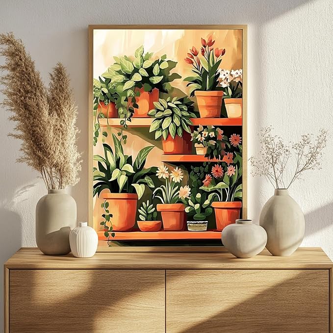 Plant Paint by Numbers for Adult, Paint by Numbers Kit for Adults Beginners, DIY Acrylic Painting on Canvas for Home Wall Art Decor 16x20 Inch