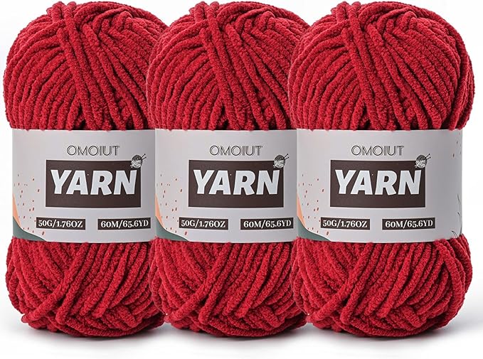 3 Packs Plush Chenille Chunky Crochet Amigurumi Yarn - Baby Yarn for Crocheting Soft - Fluffy Velvet Yarns Knitting for Blankets Crafts 150g / 196.8yds
