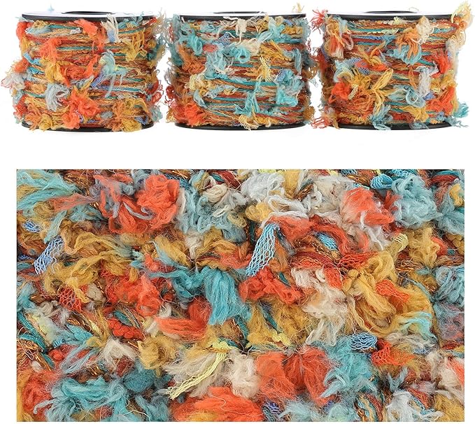 Artisanal Yarn Collection Multifiber Fancy Yarn for Knitting Crocheting Crafts DIY, Set of 3 Rolls (Oriental Aesthetic)