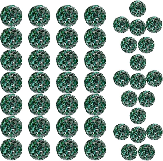 St. Patrick's Day Rhinestone Beads for Baseball Necklace-St. Patrick's Day Disco Ball Bead Rhinestone Clay Beads for Earring Jewelry Making,Necklace Bracelet,DIY Craft Supplies(200 pcs Hunter Green)