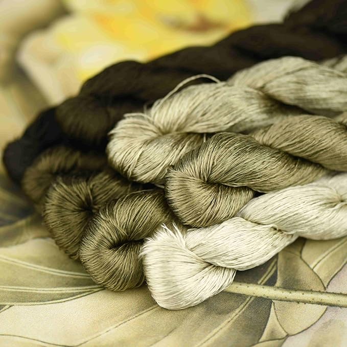 Natural 100% Silk Thread, Handmade Embroidery Thread Silk Floss 8 Colors 110m Each (67)