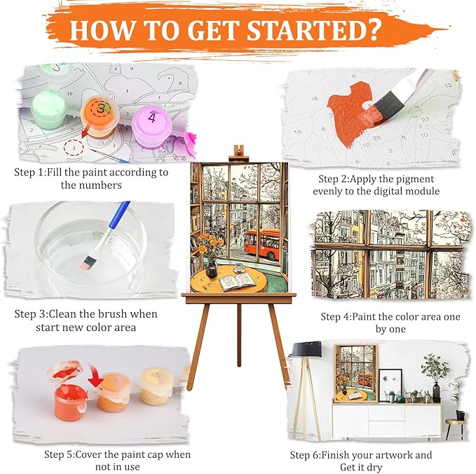 MAXBYE Paint by Numbers Kit for Adults Beginner, Urban Street View Adult Paint by Number Kits on Canvas Without Frame, Bookstore Oil Paint by Numbers for Home Wall Decor Gift 12x16inch