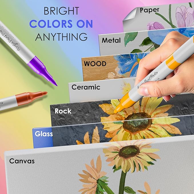 120 Colors Dual Tip Acrylic Paint Markers, Fabric Markers, Brush Tip Permanent Acrylic Paint Pens for Wood, Glass, Rocks, Paper,Coloring book,Ceramic,DIY Crafts for Adults