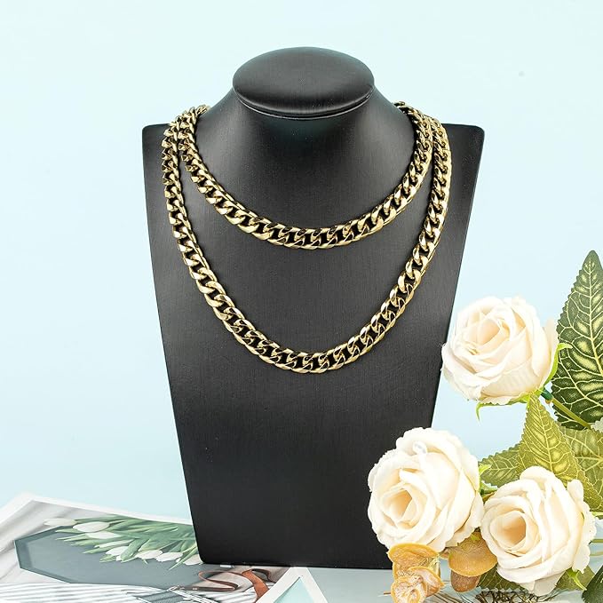YOUBEIYEE 16.4 Feet Cuban Link Chain for Men Necklace DIY Strong Bronze Plating Aluminum Jewelry Chains Rapper Bracelet DIY Chains Bulk