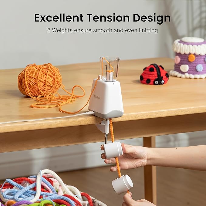 Etcokei Automatic i-Cord Knitting Machine, Electric iCord Maker Tool, i-Cord Knitter Crochet Machine, Knitting Yarns to i-Cords Efficiently, Hands-Free Yarn Knitter for DIY Crochet Knitting Projects