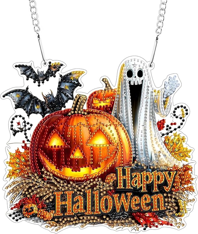 Tumwisk Diamond Art Kits, Halloween Crafts for Adults, Fall Diamond Art, Halloween Home Decor Indoor Doors Garden Windows Horror Funny Hanging Decor Gifts