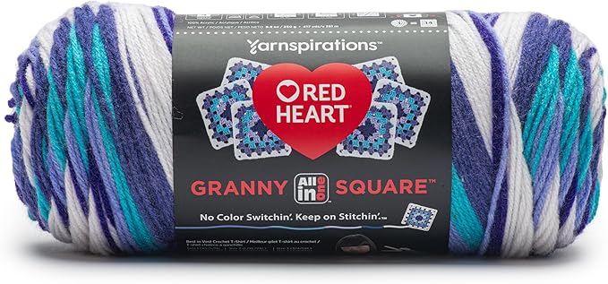 Red Heart All in One Granny Square Soft White - Amethyst Yarn - 3 Pack of 250g/8.8oz - 100% Acrylic - #4 Worsted (Medium) - 381m/417Yards - for Knitting, Crochet and Amigurumi