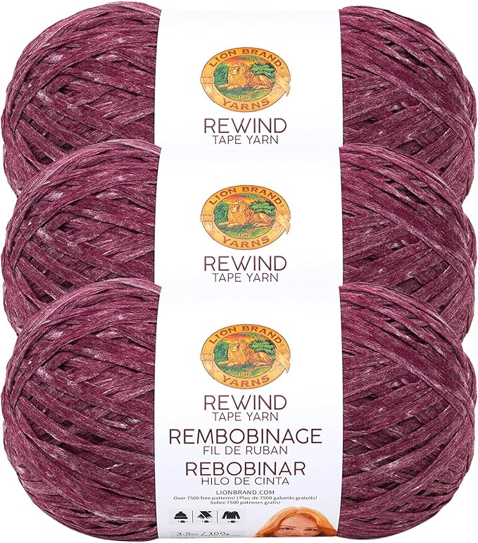 Lion Brand Yarn Rewind Yarn, Yarn for Knitting and Crocheting, Craft Tape Yarn, 3-Pack, Current Situation
