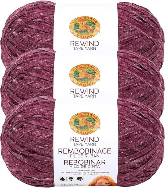 Lion Brand Yarn Rewind Yarn, Yarn for Knitting and Crocheting, Craft Tape Yarn, 3-Pack, Current Situation