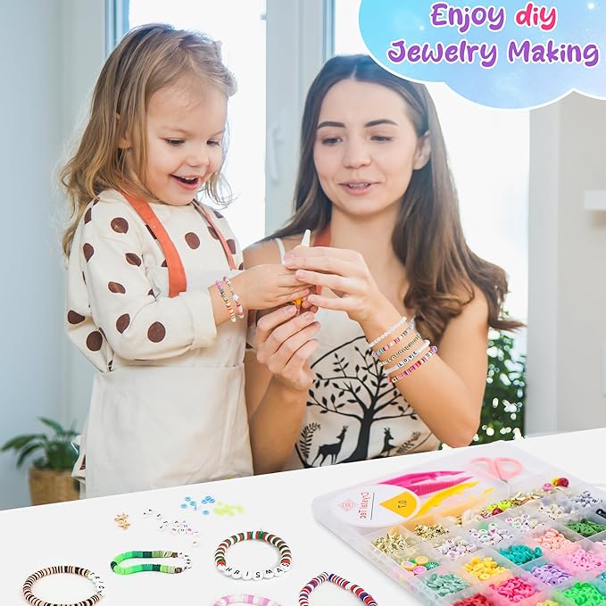 OHOME Easter Basket Stuffers for Teens - 5300 Clay Beads Bracelet Making Kit,Arts and Crafts for Kids Ages 8-12,Easter Crafts Games Toys for 3-10 Year Old Birthday