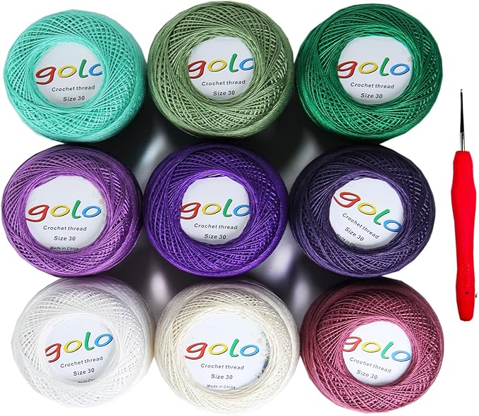 golo Crochet Thread Size 30 Embroidery Thread 10gx9 Crochet Yarn for Hand Knitting 30-9-6
