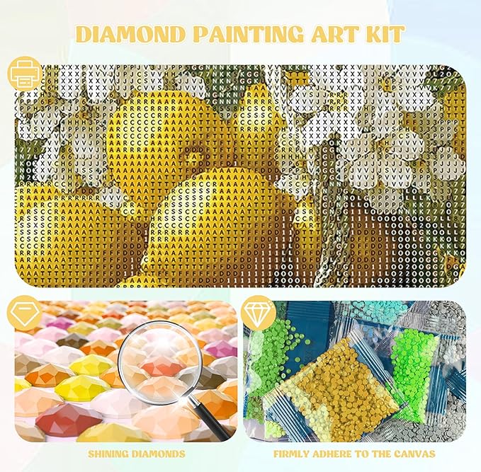 QENSPE Lemons Diamond Painting Art Kits for Adults, DIY White Flowers Full Drill Diamond Art for Beginners, 5D Round Diamond Dots Paintings Gem Art Crafts Home Wall Decor Gifts 30x40cm