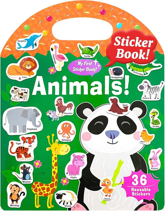 benresive reusable sticker books for kids, sticker books for toddlers, toddler travel toys activities crafts ages 3 and up birthday gifts - animals