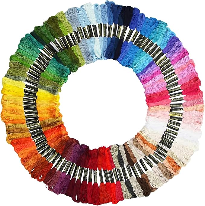 100 colour embroidery thread, 6 strand hand embroidery supplies rainbow embroidery floss, cross stitch thread for bracelet, diy crafts, sewing, embroidery supplies