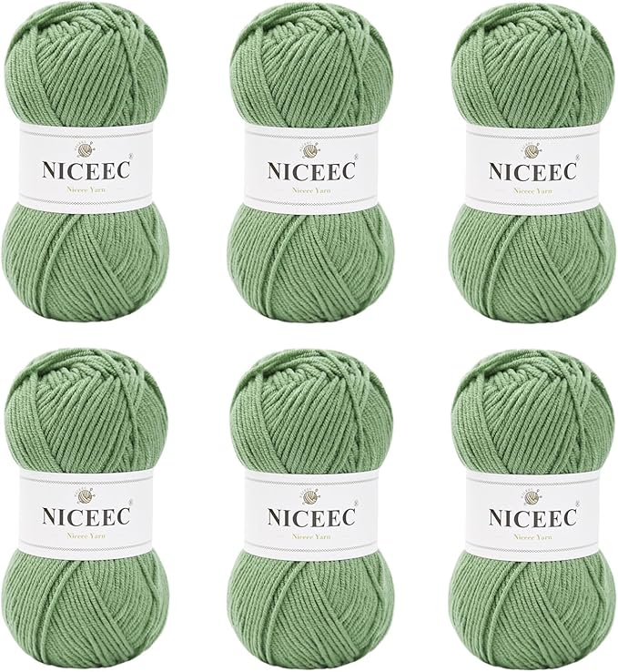 NICEEC 300g Soft Assorted Colors Yarn - Sport Weight,100% Acrylic, 4 Ply, Bonbons Yarn for Crochet & Knit, DIY Project Starter Kit for Kids or Adults(Total 870yds) - Willow