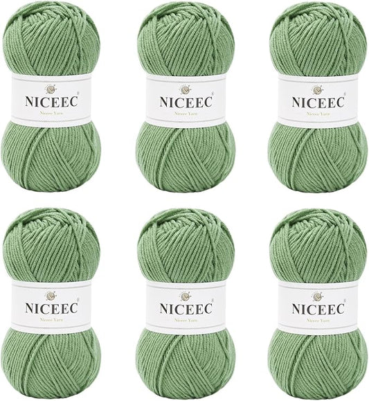 NICEEC 300g Soft Assorted Colors Yarn - Sport Weight,100% Acrylic, 4 Ply, Bonbons Yarn for Crochet & Knit, DIY Project Starter Kit for Kids or Adults(Total 870yds) - Willow