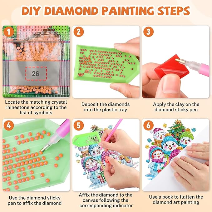 Masendp DIY Christmas Diamond Art Painting Set Keychain, Special Shape Rhinestone Hanging Decoration Diamond Art Window Pendant Gift Home Garden Wall Hanging Kit, Double Sided (Snowman)