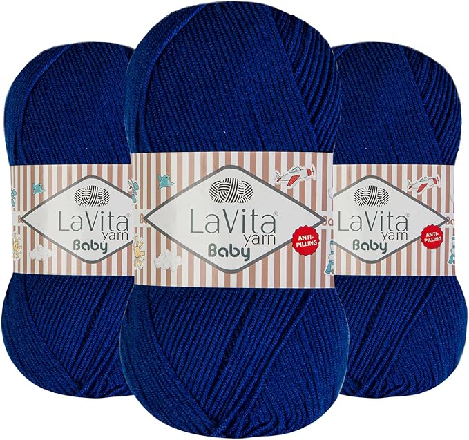 LaVita Baby Premium Anti-Pill Acrylic Yarn - 820 Yards, 3 x 3.5 oz - Warm, Airy Fiber with Silky Texture - Oeko-TEX Certified, Durable, Lightweight, Long-Lasting, Solid Pastel Colors - 3 Skeins Pack