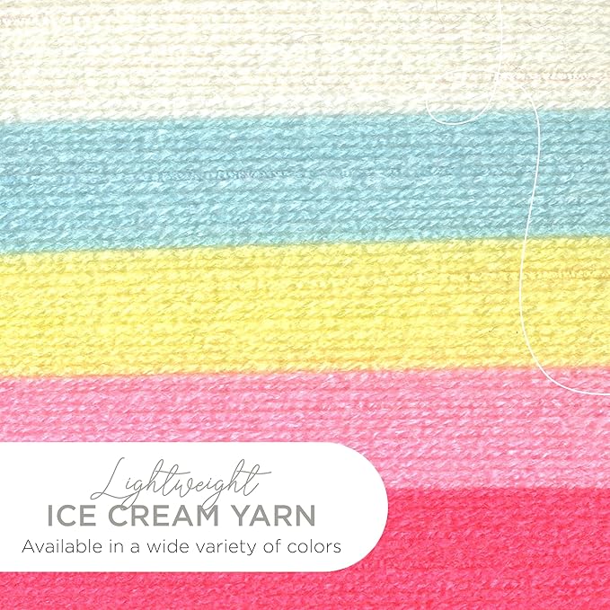 Lion Brand Yarn, Ice Cream Baby Yarn for Knitting, Crochet, and Crafts, Tutti Frutti, 3 Pack, DK Weight Colorful Acrylic Fiber for Baby Blankets, Hats, and Sweaters